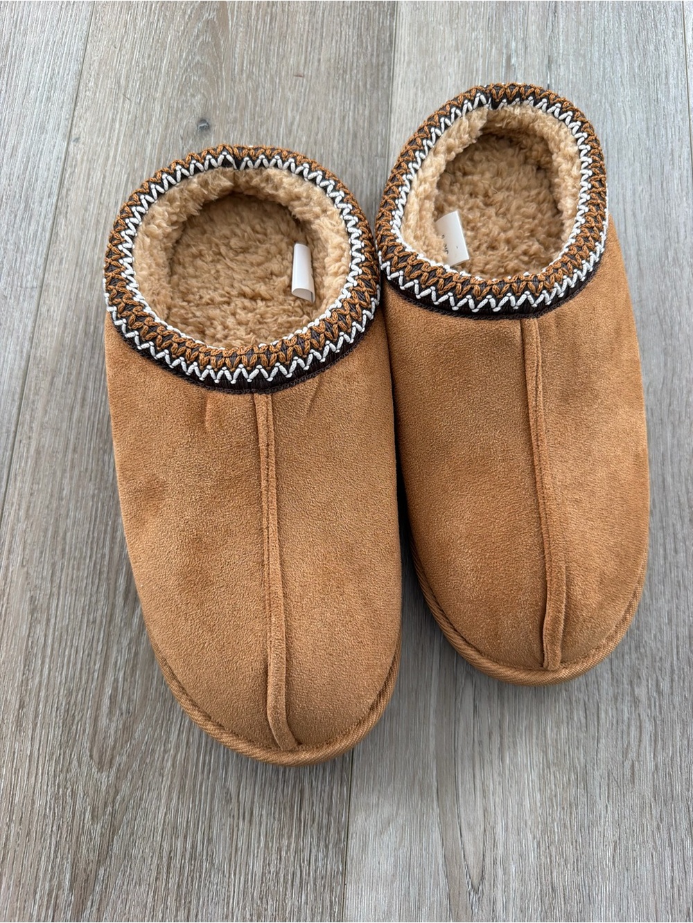 Men's Cozy Faux Suede Slip-On Slippers in Brown